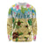 Aloha Turtle Family on The Beach Long Sleeve Shirt with Hawaiian Colorful Plumeria