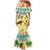 Aloha Turtle Family on The Beach Mermaid Dress with Hawaiian Colorful Plumeria