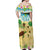 Aloha Turtle Family on The Beach Off Shoulder Maxi Dress with Hawaiian Colorful Plumeria