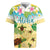 Aloha Turtle Family on The Beach Rugby Jersey with Hawaiian Colorful Plumeria