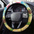 Aloha Turtle Family on The Beach Steering Wheel Cover with Hawaiian Colorful Plumeria