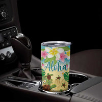 Hawaii Aloha Turtle Family on The Beach with Colorful Tropical Flowers Tumbler Cup
