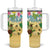 Hawaii Aloha Turtle Family on The Beach with Colorful Tropical Flowers Tumbler With Handle