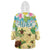 Aloha Turtle Family on The Beach Wearable Blanket Hoodie with Hawaiian Colorful Plumeria