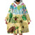 Aloha Turtle Family on The Beach Wearable Blanket Hoodie with Hawaiian Colorful Plumeria