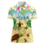 Aloha Turtle Family on The Beach Women Polo Shirt with Hawaiian Colorful Plumeria