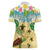 Aloha Turtle Family on The Beach Women Polo Shirt with Hawaiian Colorful Plumeria