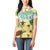 Aloha Turtle Family on The Beach Women Polo Shirt with Hawaiian Colorful Plumeria