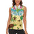 Aloha Turtle Family on The Beach Women Sleeveless Polo Shirt with Hawaiian Colorful Plumeria