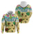 Aloha Turtle Family on The Beach Zip Hoodie with Hawaiian Colorful Plumeria