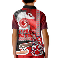 Maori Waitangi Kid Polo Shirt Hei-tiki Koru with Tino Rangatiratanga Maori Flag LT03 - Polynesian Pride