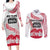 Cook Islands Marathon 2025-Pursuit in Paradise Couples Matching Long Sleeve Bodycon Dress and Long Sleeve Button Shirt Red Color