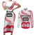 Cook Islands Marathon 2025-Pursuit in Paradise Couples Matching Short Sleeve Bodycon Dress and Long Sleeve Button Shirt Red Color