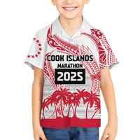 Cook Islands Marathon 2025-Pursuit in Paradise Family Matching Off The Shoulder Long Sleeve Dress and Hawaiian Shirt Red Color LT03 Son's Shirt Red - Polynesian Pride