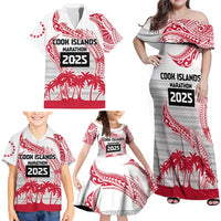 Cook Islands Marathon 2025-Pursuit in Paradise Family Matching Off Shoulder Maxi Dress and Hawaiian Shirt Red Color LT03 - Polynesian Pride