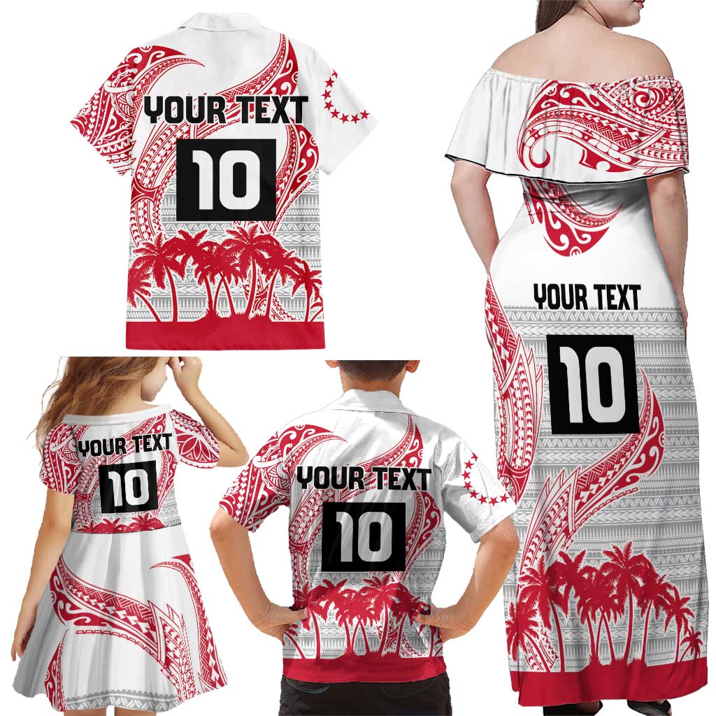 Cook Islands Marathon 2025-Pursuit in Paradise Family Matching Off Shoulder Maxi Dress and Hawaiian Shirt Red Color LT03 - Polynesian Pride