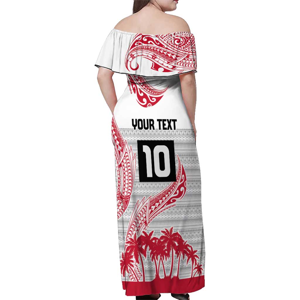 Cook Islands Marathon 2025-Pursuit in Paradise Family Matching Off Shoulder Maxi Dress and Hawaiian Shirt Red Color LT03 - Polynesian Pride
