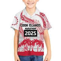 Cook Islands Marathon 2025-Pursuit in Paradise Family Matching Off Shoulder Maxi Dress and Hawaiian Shirt Red Color LT03 Son's Shirt Red - Polynesian Pride
