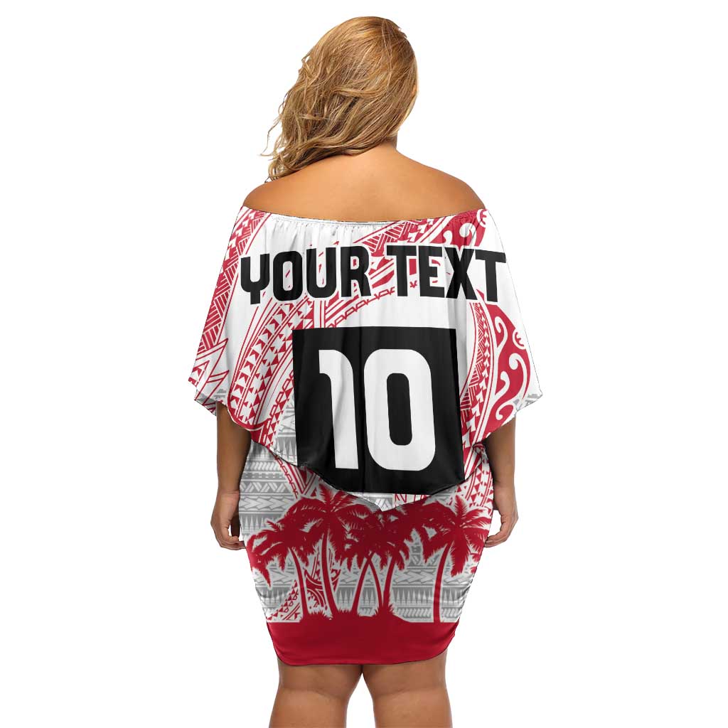 Cook Islands Marathon 2025-Pursuit in Paradise Family Matching Off Shoulder Short Dress and Hawaiian Shirt Red Color LT03 - Polynesian Pride