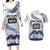 Cook Islands Marathon 2025-Pursuit in Paradise Couples Matching Long Sleeve Bodycon Dress and Hawaiian Shirt Blue Color