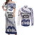 Cook Islands Marathon 2025-Pursuit in Paradise Couples Matching Off Shoulder Maxi Dress and Long Sleeve Button Shirt Blue Color
