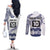 Cook Islands Marathon 2025-Pursuit in Paradise Couples Matching Off The Shoulder Long Sleeve Dress and Long Sleeve Button Shirt Blue Color