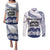 Cook Islands Marathon 2025-Pursuit in Paradise Couples Matching Puletasi and Long Sleeve Button Shirt Blue Color