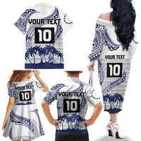 Cook Islands Marathon 2025-Pursuit in Paradise Family Matching Off The Shoulder Long Sleeve Dress and Hawaiian Shirt Blue Color LT03 - Polynesian Pride