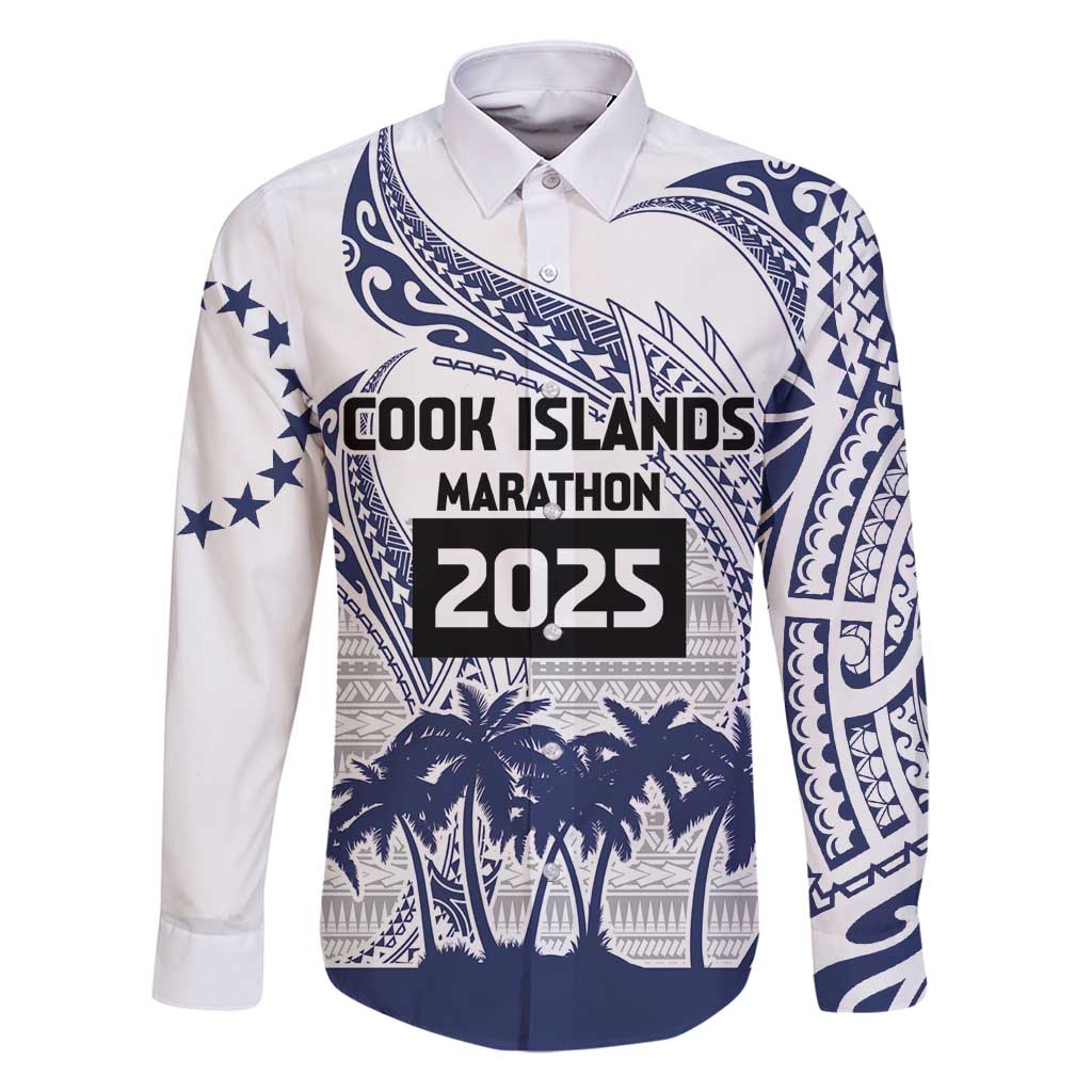 Cook Islands Marathon 2025-Pursuit in Paradise Family Matching Off Shoulder Maxi Dress and Hawaiian Shirt Blue Color LT03 Dad's Shirt - Long Sleeve Blue - Polynesian Pride