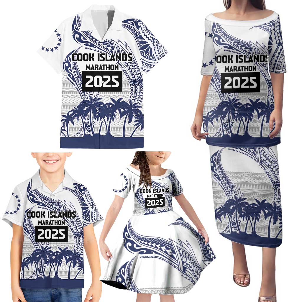 Cook Islands Marathon 2025-Pursuit in Paradise Family Matching Puletasi and Hawaiian Shirt Blue Color LT03 - Polynesian Pride