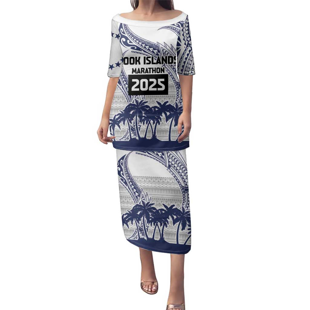 Cook Islands Marathon 2025-Pursuit in Paradise Family Matching Puletasi and Hawaiian Shirt Blue Color LT03 Mom's Dress Blue - Polynesian Pride