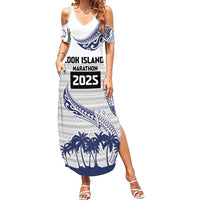 Cook Islands Marathon 2025-Pursuit in Paradise Family Matching Summer Maxi Dress and Hawaiian Shirt Blue Color LT03 Mom's Dress Blue - Polynesian Pride