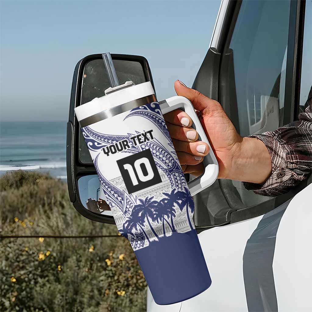 Cook Islands Marathon 2025-Pursuit in Paradise Tumbler With Handle Blue Color