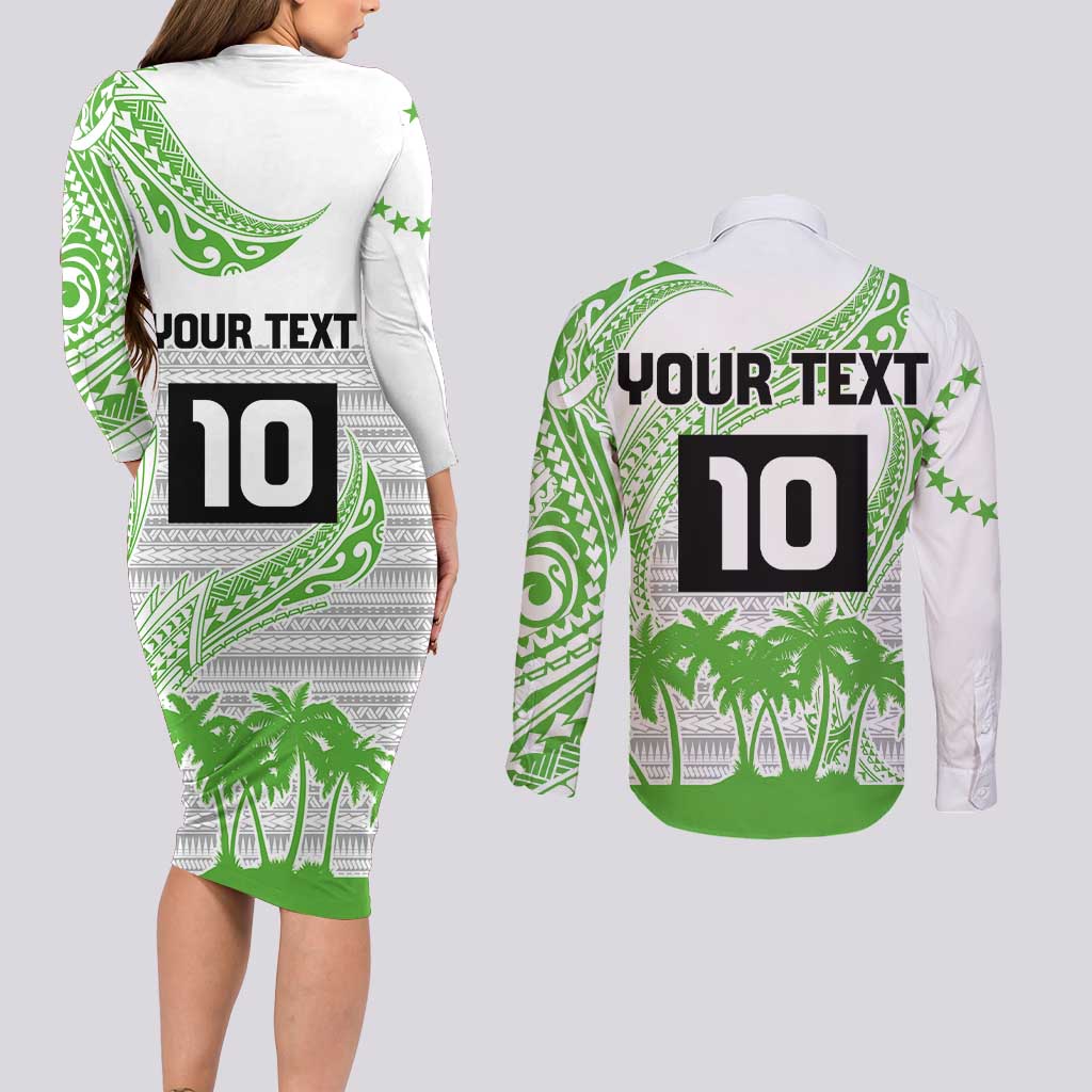 Cook Islands Marathon 2025-Pursuit in Paradise Couples Matching Long Sleeve Bodycon Dress and Long Sleeve Button Shirt Green Color LT03 - Polynesian Pride
