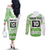 Cook Islands Marathon 2025-Pursuit in Paradise Couples Matching Off The Shoulder Long Sleeve Dress and Long Sleeve Button Shirt Green Color
