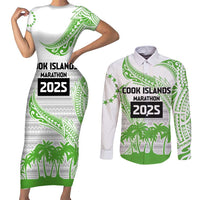 Cook Islands Marathon 2025-Pursuit in Paradise Couples Matching Short Sleeve Bodycon Dress and Long Sleeve Button Shirt Green Color LT03 Green - Polynesian Pride