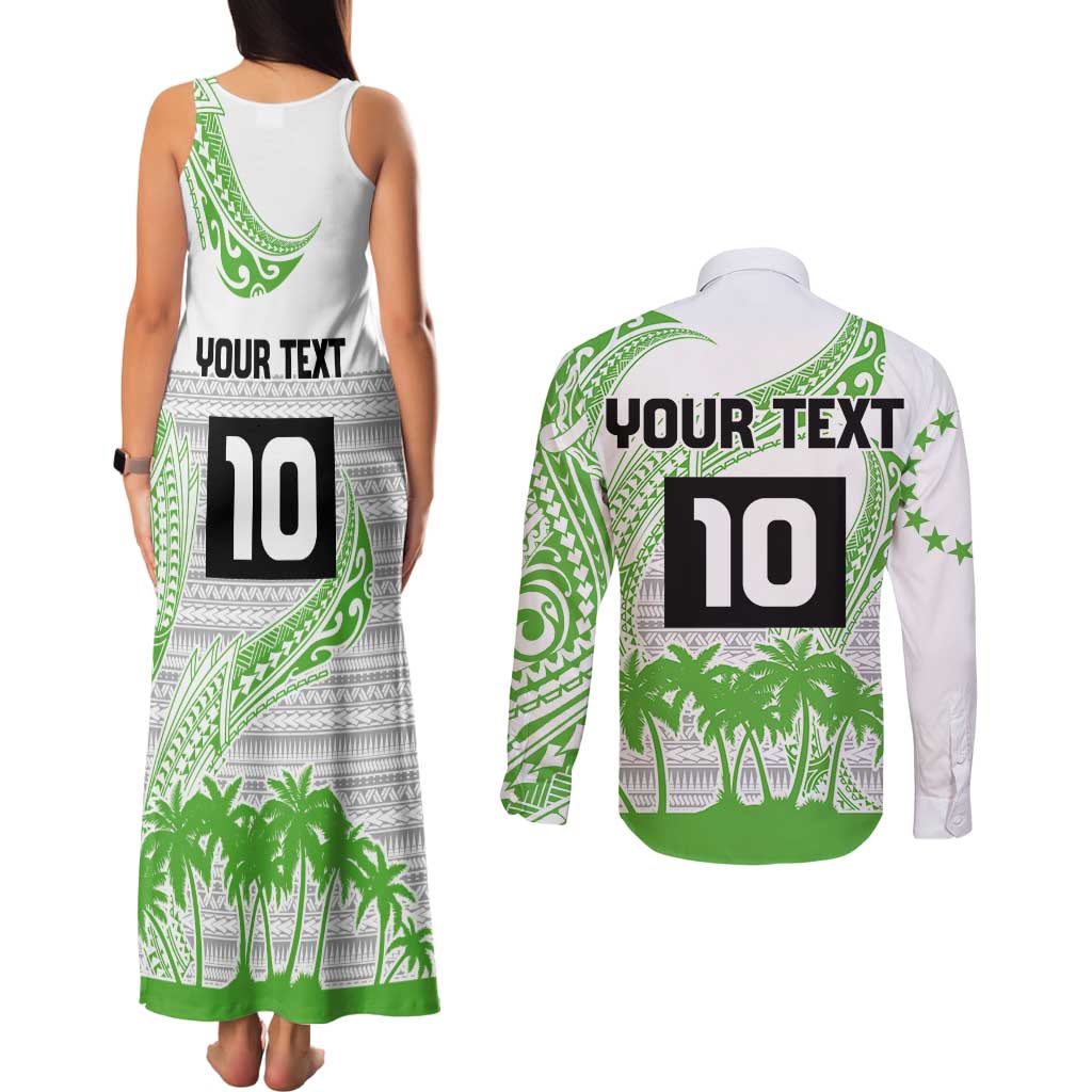 Cook Islands Marathon 2025-Pursuit in Paradise Couples Matching Tank Maxi Dress and Long Sleeve Button Shirt Green Color LT03 - Polynesian Pride