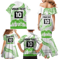 Cook Islands Marathon 2025-Pursuit in Paradise Family Matching Mermaid Dress and Hawaiian Shirt Green Color