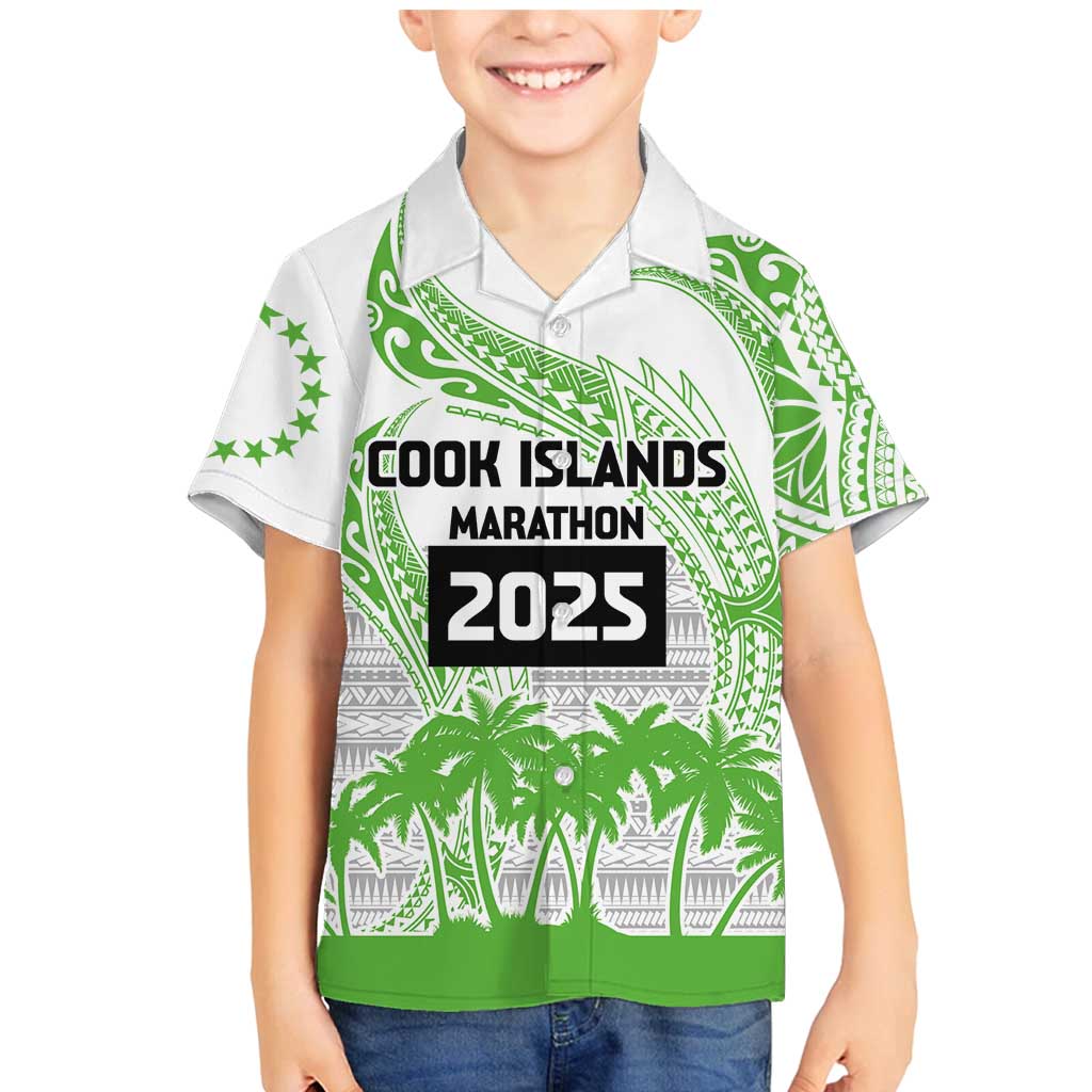 Cook Islands Marathon 2025-Pursuit in Paradise Family Matching Mermaid Dress and Hawaiian Shirt Green Color