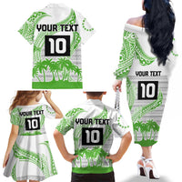 Cook Islands Marathon 2025-Pursuit in Paradise Family Matching Off The Shoulder Long Sleeve Dress and Hawaiian Shirt Green Color LT03 - Polynesian Pride