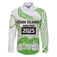 Cook Islands Marathon 2025-Pursuit in Paradise Family Matching Off The Shoulder Long Sleeve Dress and Hawaiian Shirt Green Color LT03 Dad's Shirt - Long Sleeve Green - Polynesian Pride