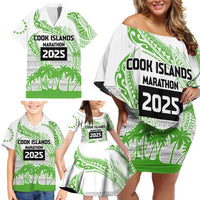 Cook Islands Marathon 2025-Pursuit in Paradise Family Matching Off Shoulder Short Dress and Hawaiian Shirt Green Color LT03 - Polynesian Pride