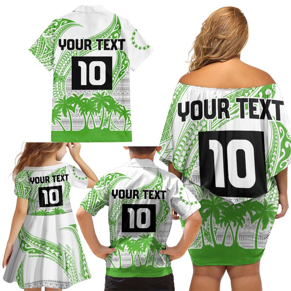 Cook Islands Marathon 2025-Pursuit in Paradise Family Matching Off Shoulder Short Dress and Hawaiian Shirt Green Color LT03 - Polynesian Pride