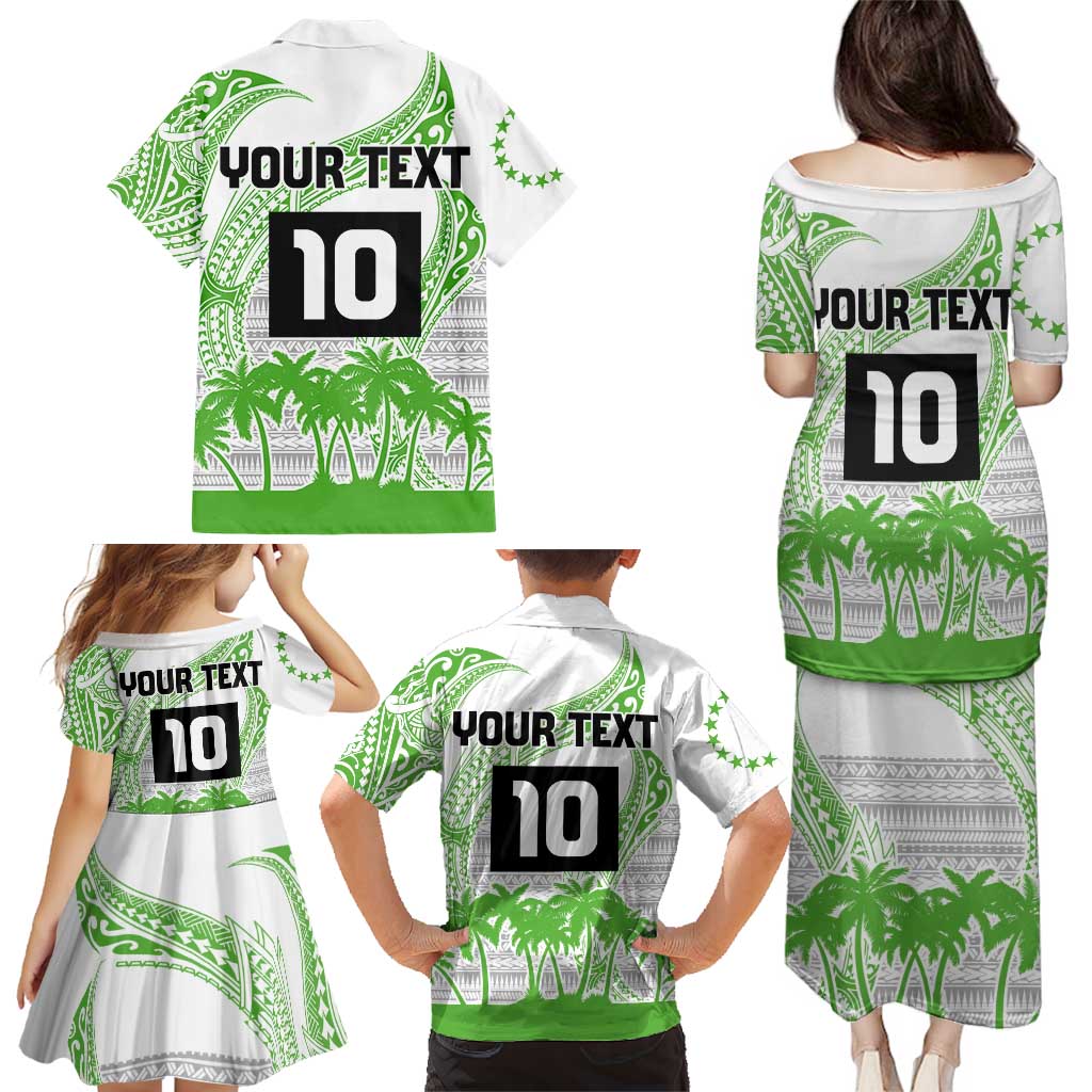 Cook Islands Marathon 2025-Pursuit in Paradise Family Matching Puletasi and Hawaiian Shirt Green Color LT03 - Polynesian Pride