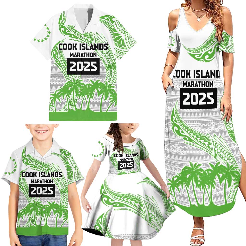 Cook Islands Marathon 2025-Pursuit in Paradise Family Matching Summer Maxi Dress and Hawaiian Shirt Green Color LT03 - Polynesian Pride