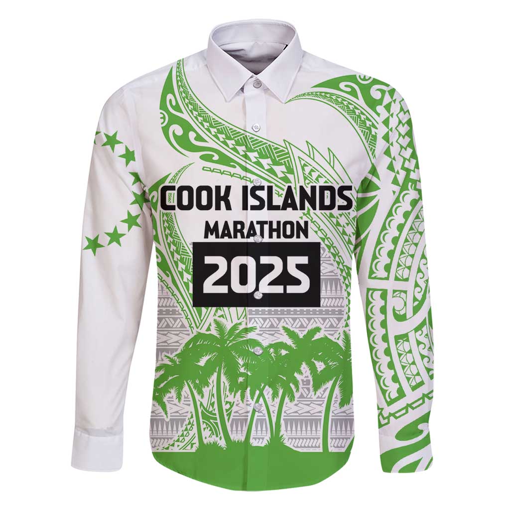 Cook Islands Marathon 2025-Pursuit in Paradise Family Matching Summer Maxi Dress and Hawaiian Shirt Green Color LT03 Dad's Shirt - Long Sleeve Green - Polynesian Pride