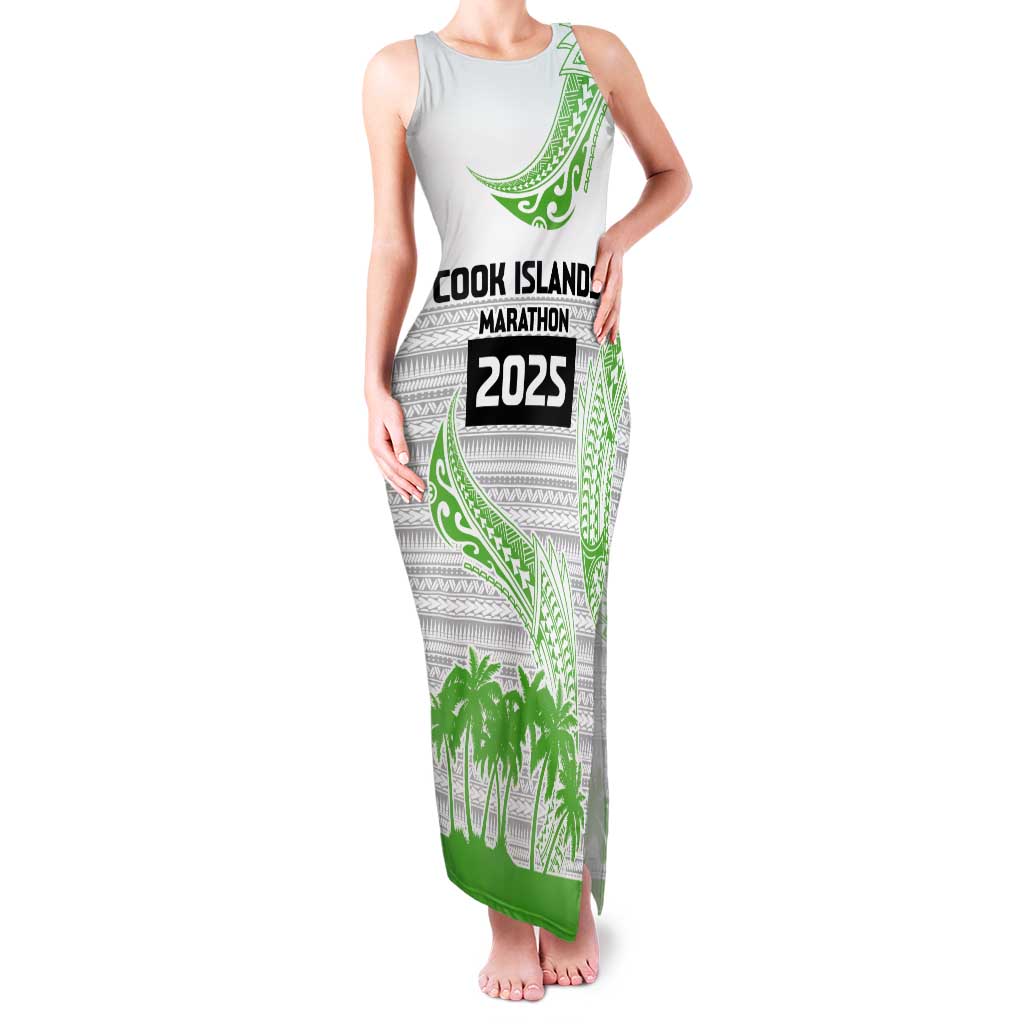 Cook Islands Marathon 2025-Pursuit in Paradise Family Matching Tank Maxi Dress and Hawaiian Shirt Green Color
