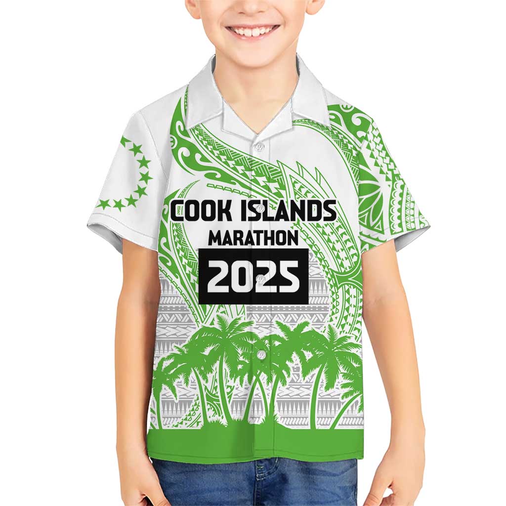 Cook Islands Marathon 2025-Pursuit in Paradise Kid Hawaiian Shirt Green Color