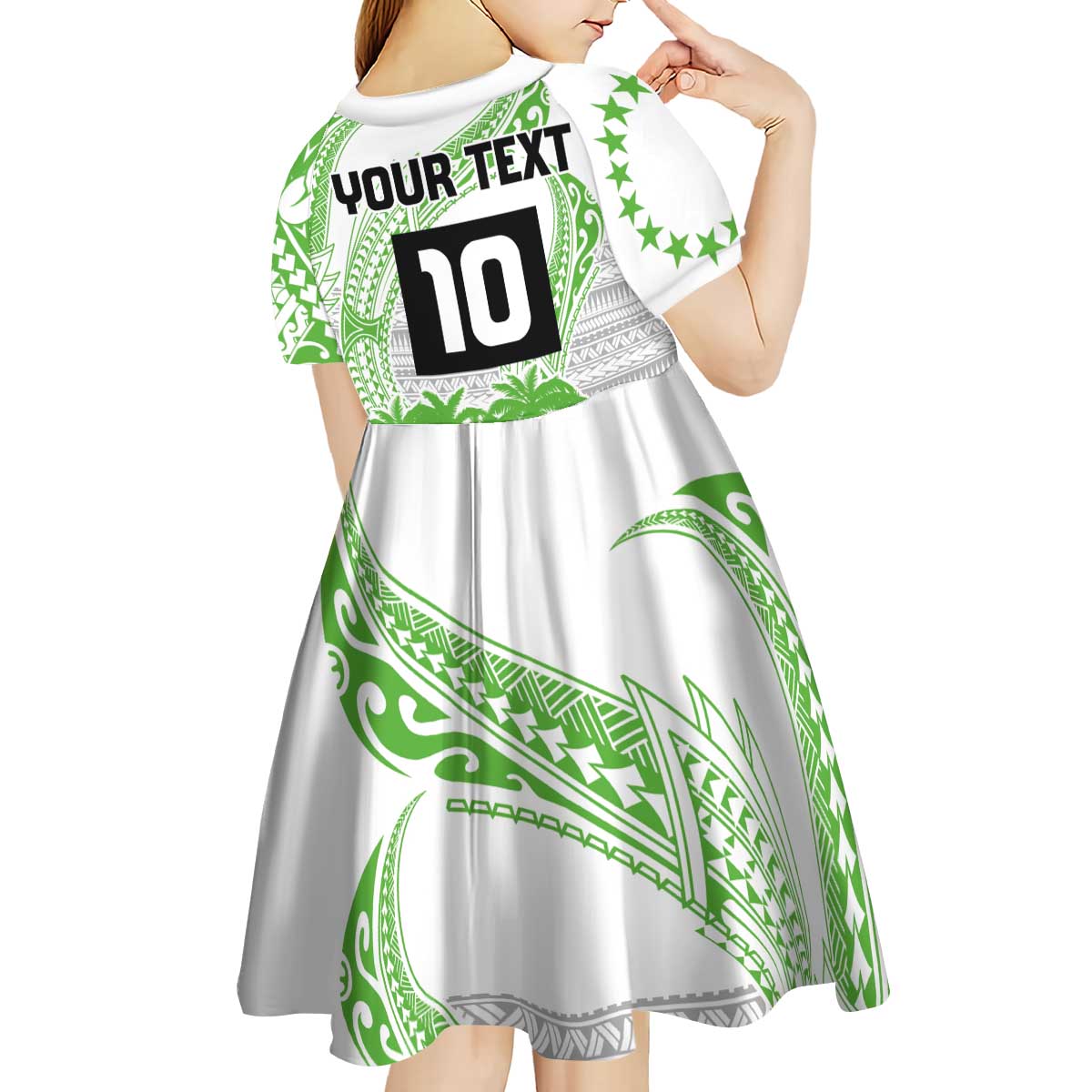 Cook Islands Marathon 2025-Pursuit in Paradise Kid Short Sleeve Dress Green Color