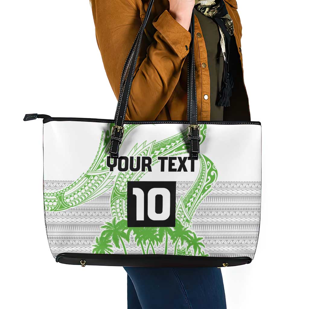Cook Islands Marathon 2025-Pursuit in Paradise Leather Tote Bag Green Color